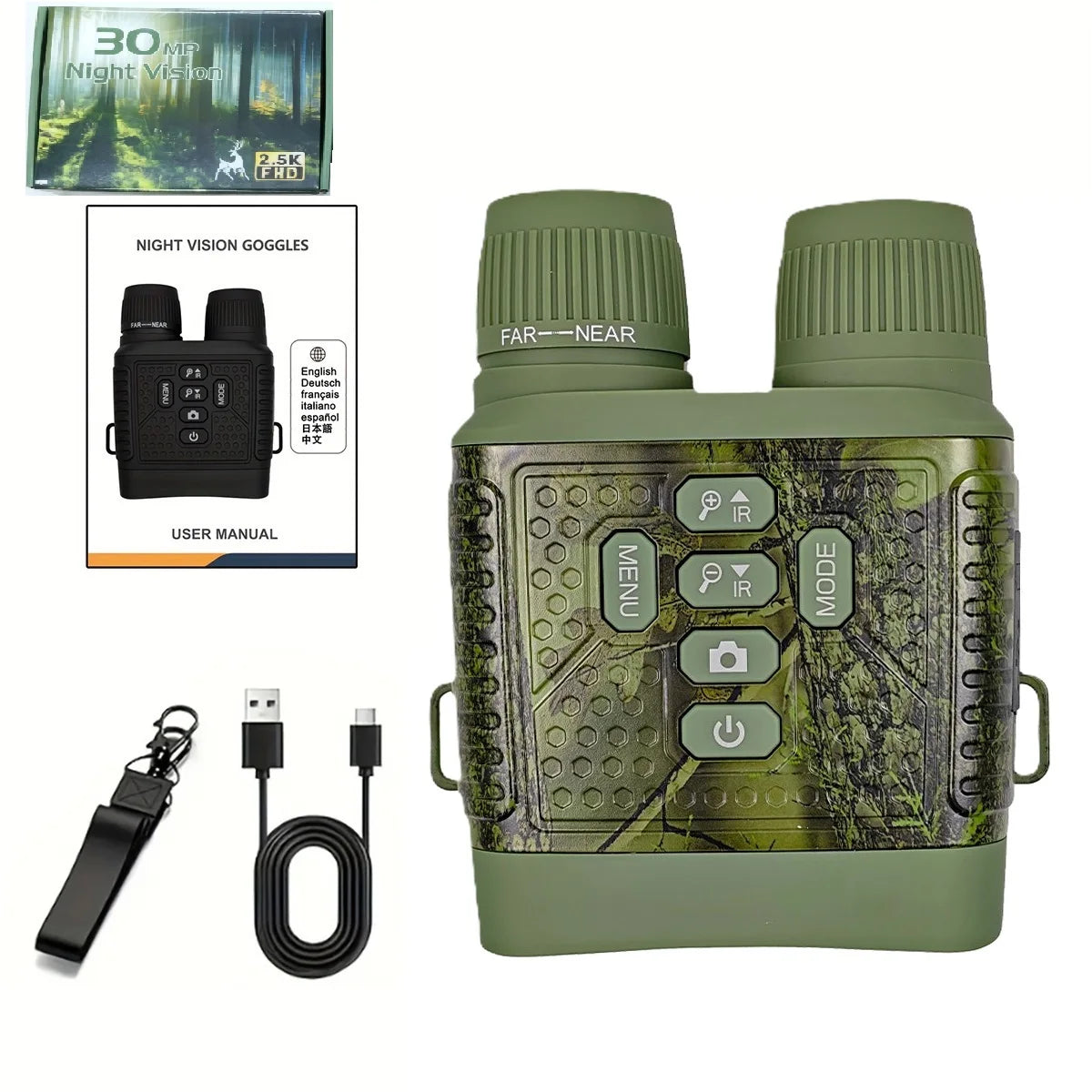 Professional Night Vision Binoculars with 2.5K Resolution and 6X Digital Zoom