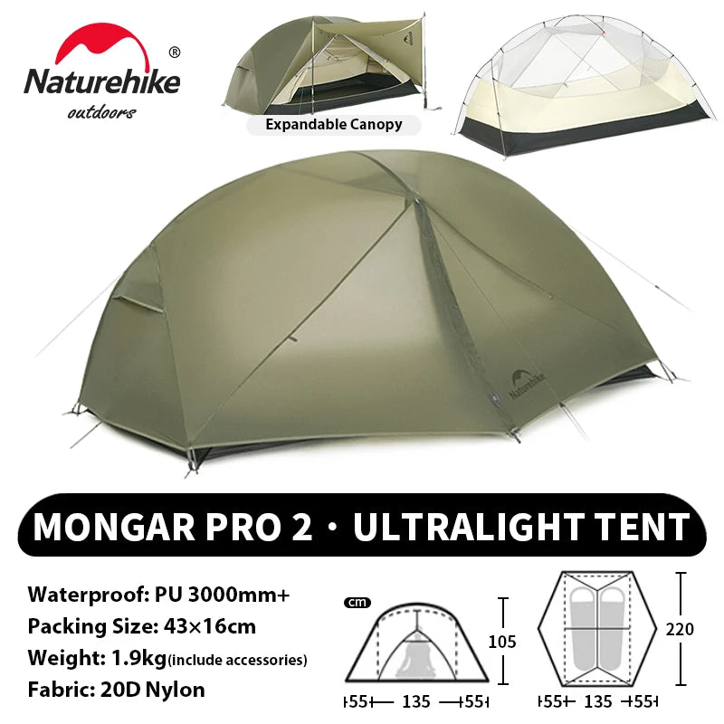Naturehike Mongar UL PRO 2-Person Ultralight Camping Tent