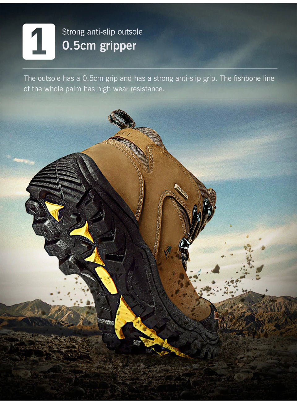 Camel Waterproof Hiking Boots - High-Top Tactical Outdoor Shoes