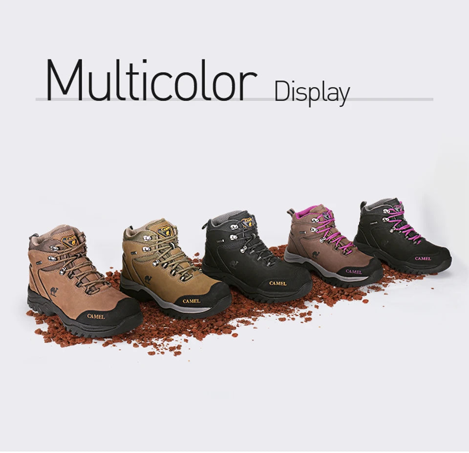 Camel Waterproof Hiking Boots - High-Top Tactical Outdoor Shoes